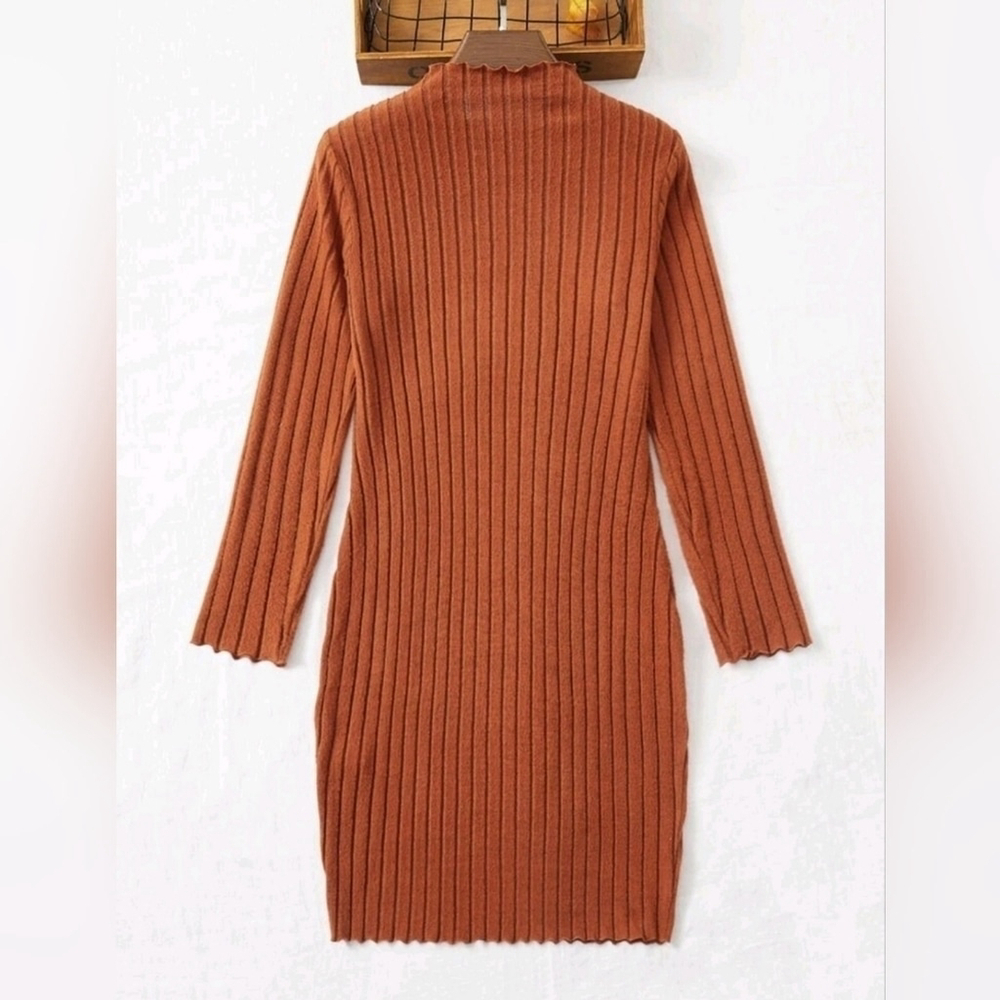 Women Solid Bodycon Dress Rust Brown - Picture 2 of 3